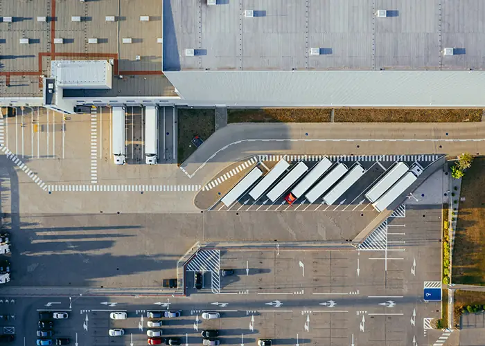 Aerial view of a logistics park